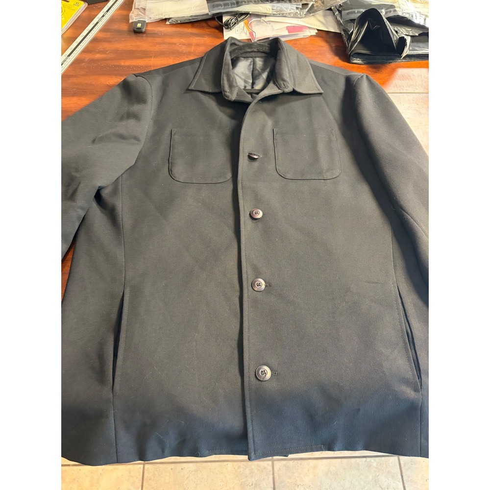 Bachrach Mens Black Chore Jacket Coat Size M Textured Four Pocket Lined